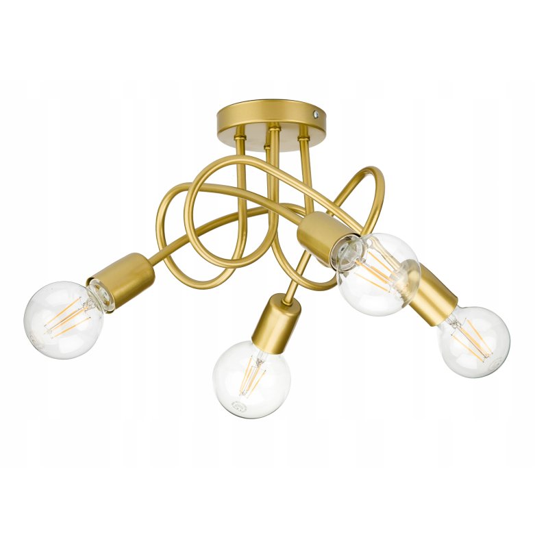 Lampa sufitowa kręcona złota żyrandol loft na 4x E27 złoty