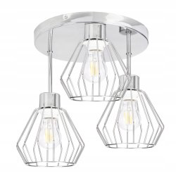 LAMPA plafon żyrandol wysoki loft drut E27 chrom