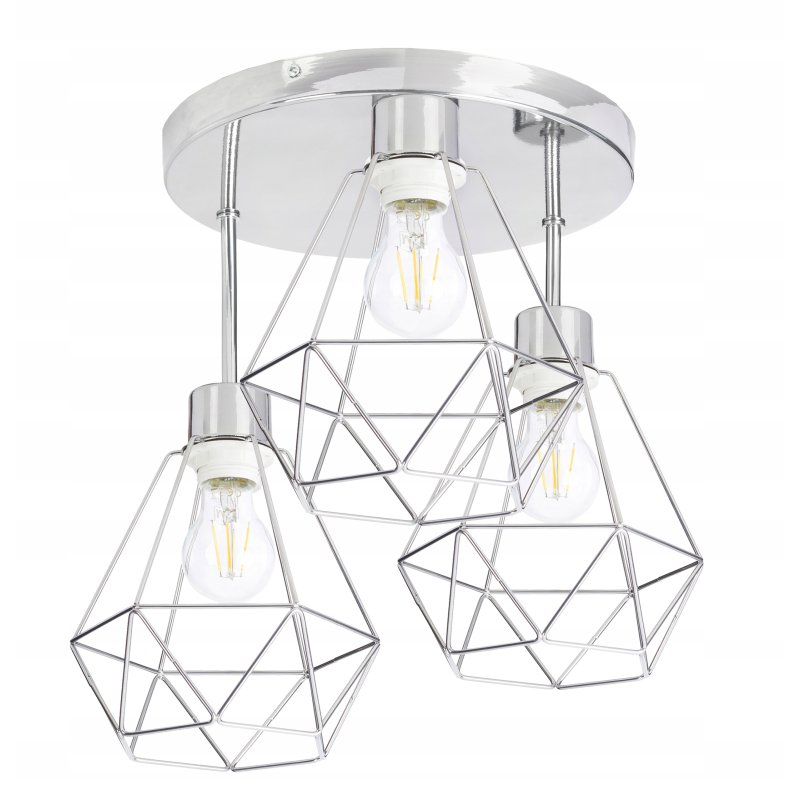 LAMPA plafon żyrandol wysoki loft diament 3 chrom