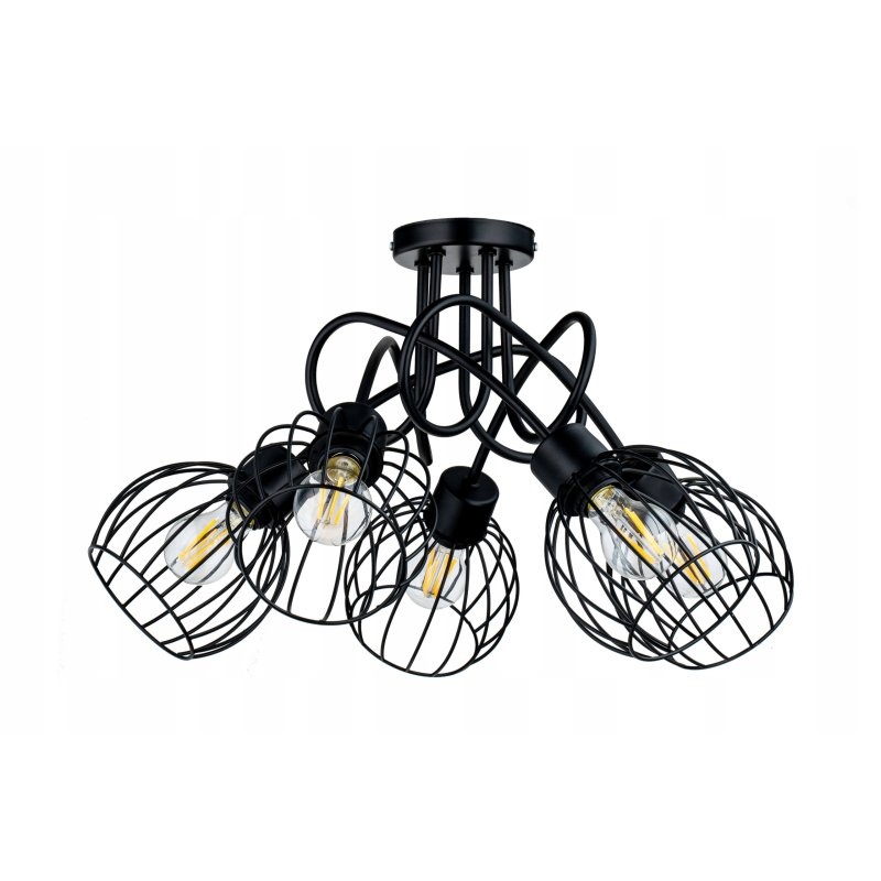 Lampa SUFITOWA żyrandol WISZĄCA LOFT drut KULA 5