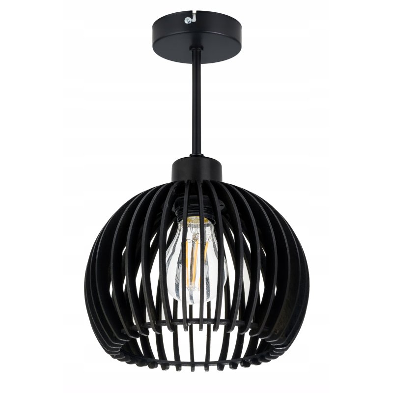 Lampa stała sufitowa plafon żyrandol LOFT klosz kula 36 Drewno na 1x E27
