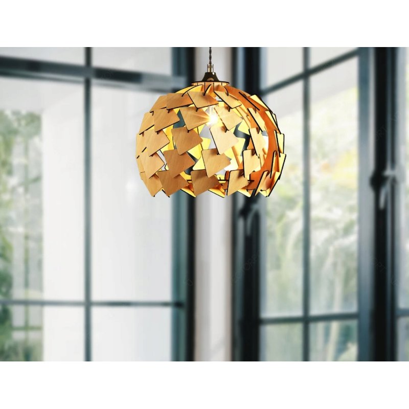 LAMPA sufitowa wisząca stała Loft Drewno na 1x E27