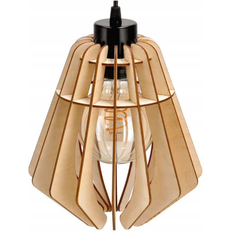 LAMPA sufitowa wisząca zwis Loft Drewno na 1x E27