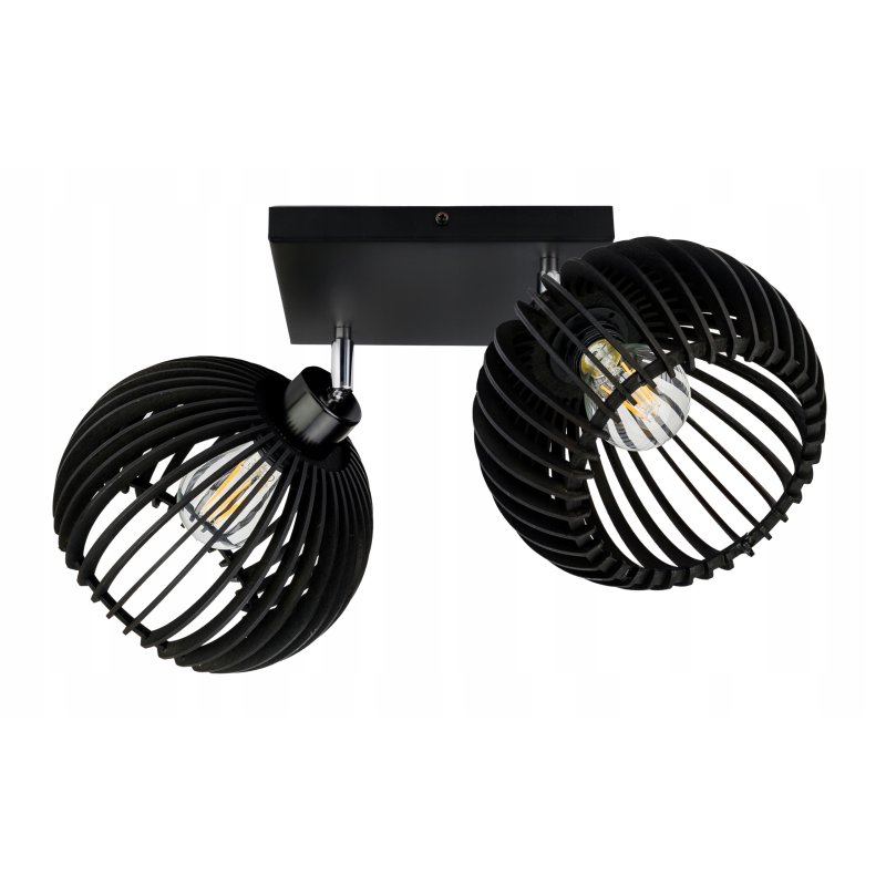 Lampa plafon żyrandol ruchomy sufitowa LOFT klosz kula 36 Drewno na 2x E27