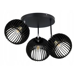 Lampa plafon żyrandol ruchomy wysoki sufitowa LOFT klosz kula 36 Drewno E27