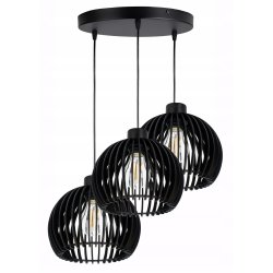 Lampa wisząca zwis żyrandol sufitowa LOFT klosz kula 36 Drewno na 3x E27