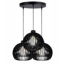 Lampa wisząca zwis żyrandol sufitowa LOFT klosz kula 36 Drewno na 3x E27