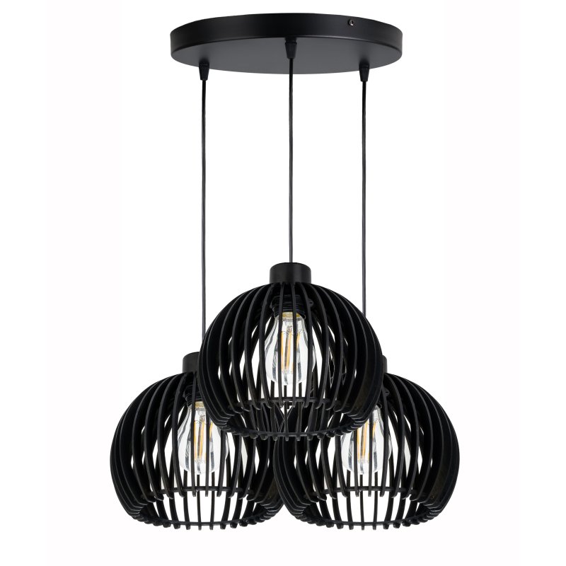 Lampa wisząca zwis żyrandol sufitowa LOFT klosz kula 36 Drewno na 3x E27
