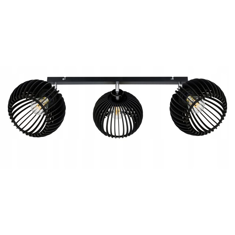 Lampa plafon żyrandol ruchomy sufitowa LOFT klosz kula 36 Drewno na 3x E27