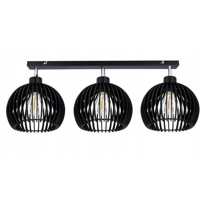 Lampa plafon żyrandol ruchomy sufitowa LOFT klosz kula 36 Drewno na 3x E27