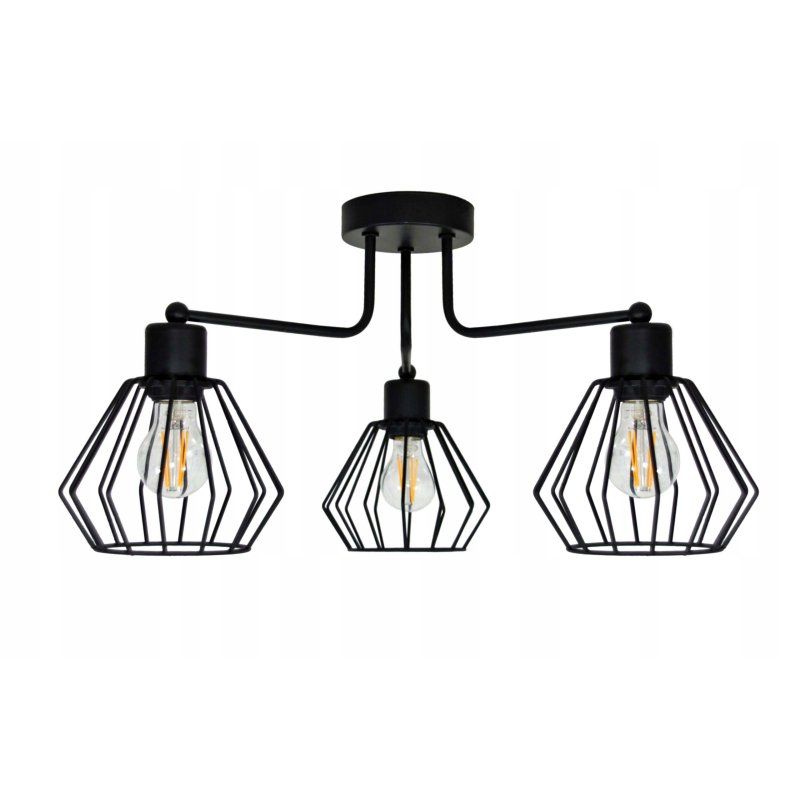 Lampa sufitowa żyrandol wisząca drut na 3 klosze
