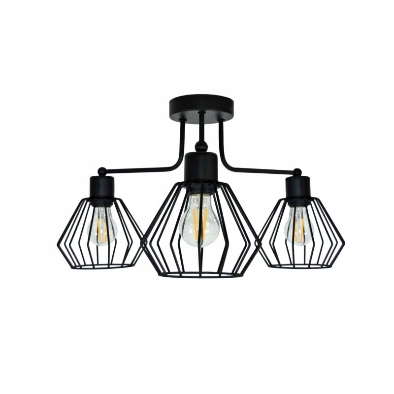 Lampa sufitowa żyrandol wisząca drut na 3 klosze