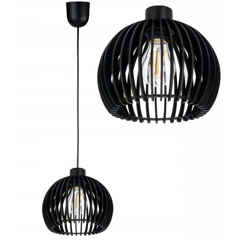 Lampa wisząca zwis żyrandol sufitowa LOFT klosz kula 36 Drewno na 1x E27