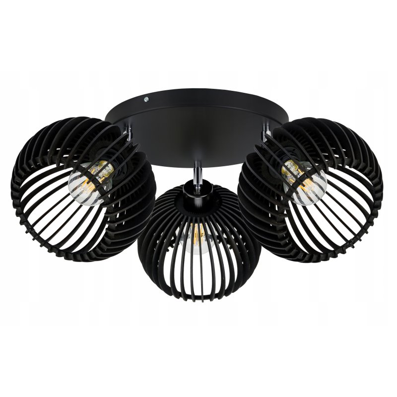 Lampa plafon żyrandol ruchomy sufitowa LOFT klosz kula 36 Drewno na 3x E27