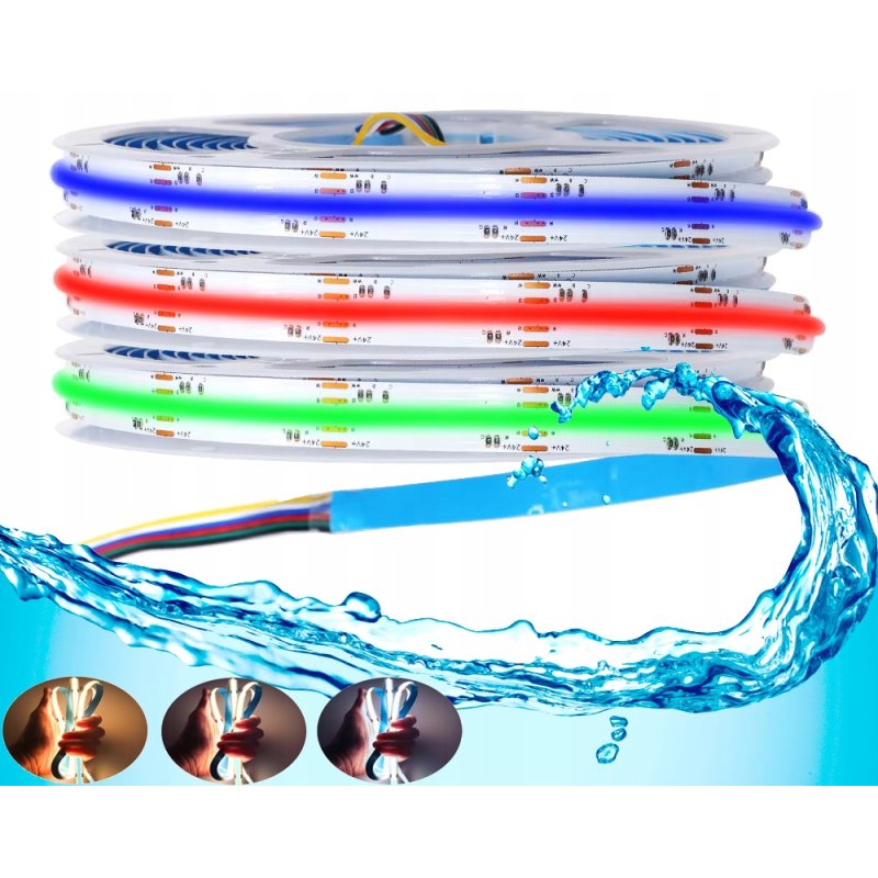 TAŚMA LED COB 24V 20w/m IP67 NEON linia RGBCCT termococon wodoodporna 5MB