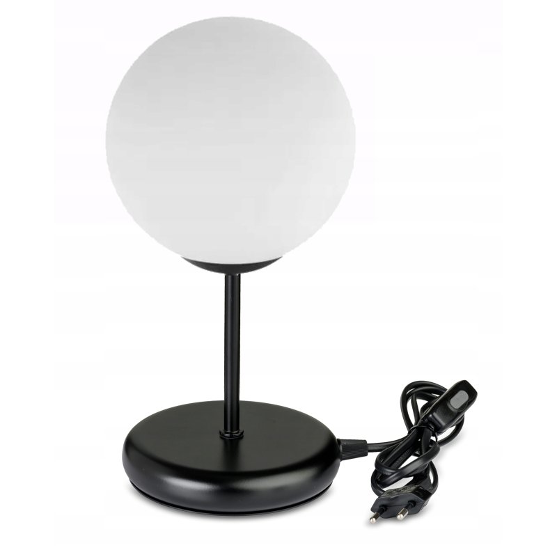 LAMPKA NOCNA LAMPA STOŁOWA BIUROWA LOFT SZKLANY KLOSZ KULA NA LED E27