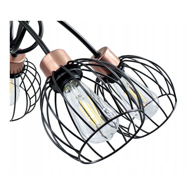 Lampa SUFITOWA żyrandol WISZĄCA LOFT drut KULA 5