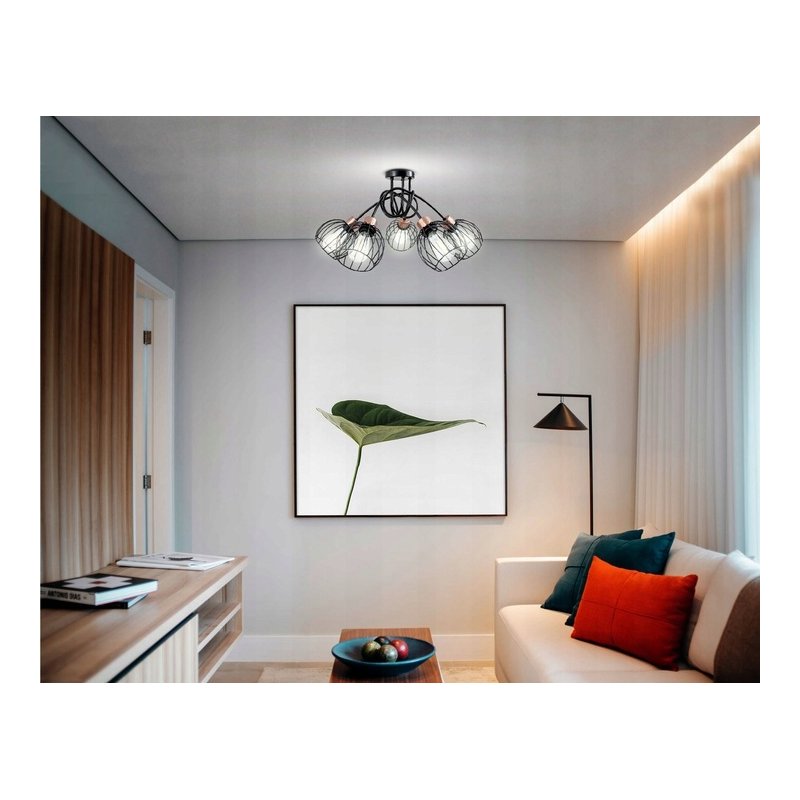 Lampa SUFITOWA żyrandol WISZĄCA LOFT drut KULA 5