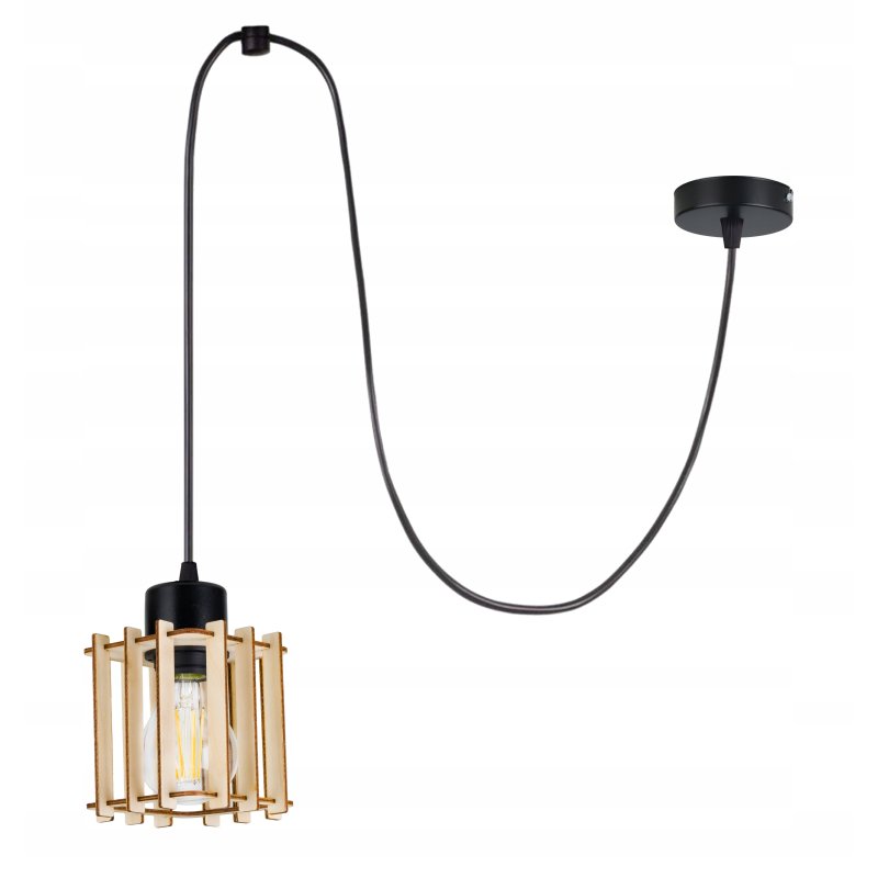 LAMPA sufitowa wisząca ZWIS Loft E27 PAJĄK Drewno