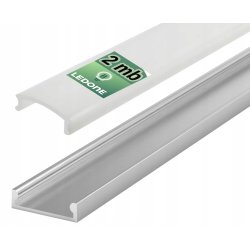 2mb Profil aluminiowy płytki slim nawierzchniowy PŁASKI srebrny + KLOSZ