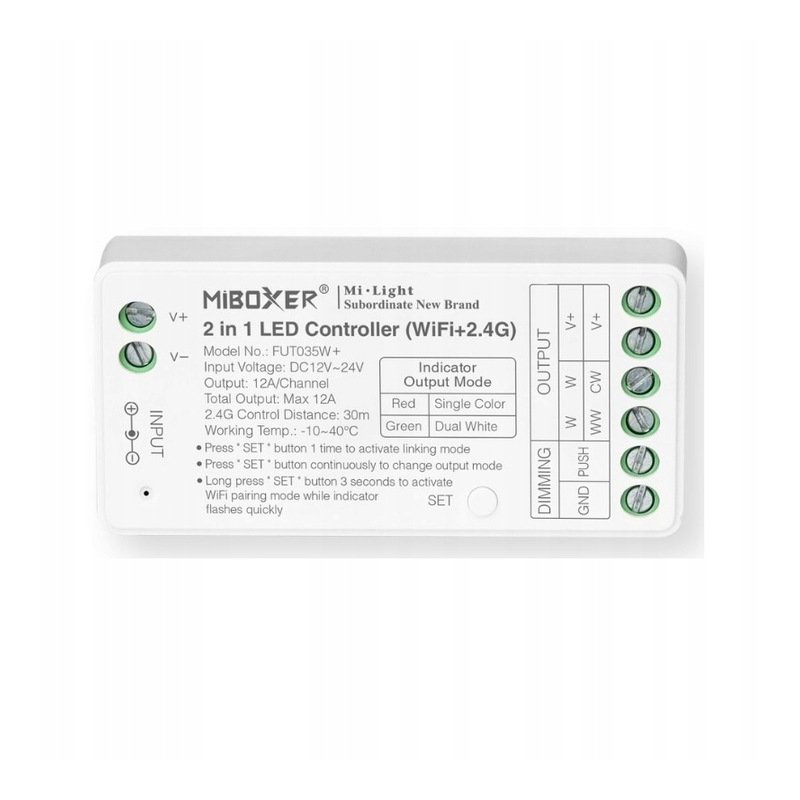 STEROWNIK FUT035W+ fut036W MILIGHT TAŚMA LED CCT MONO STREFOWY push