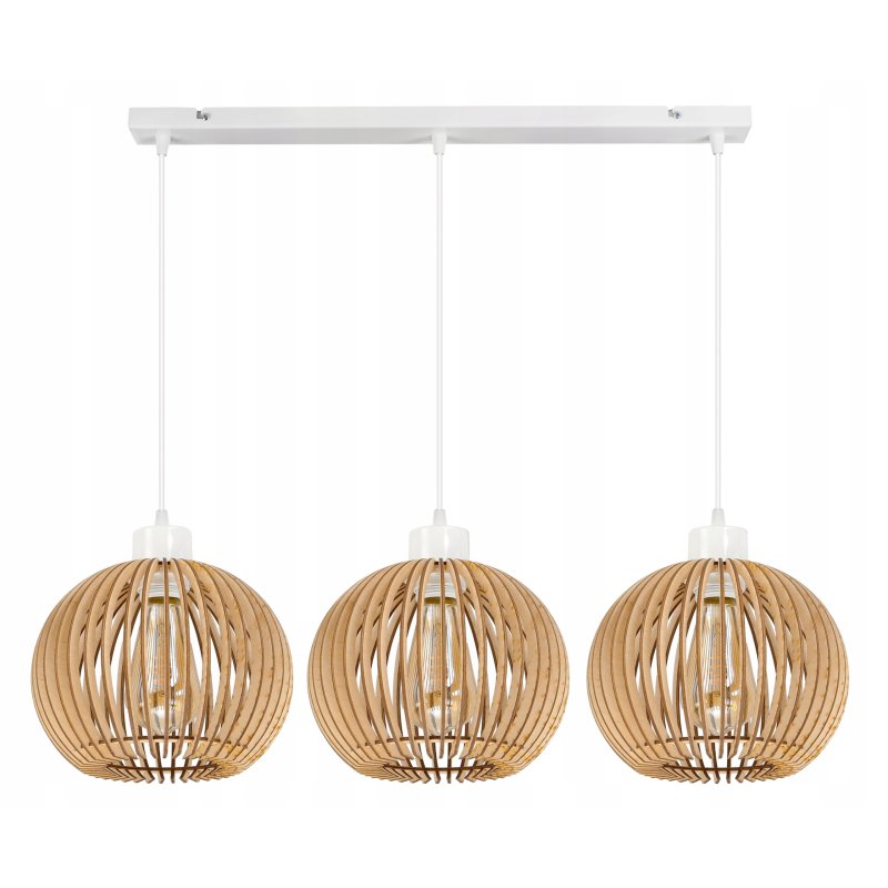 Lampa wisząca żyrandol zwis sufit klosz drewno 3