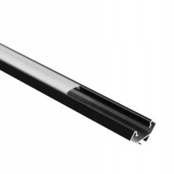 Zestaw 2mb Profil aluminiowy NAROŻNY CZARNY + KLOSZ mleczny do taśm led