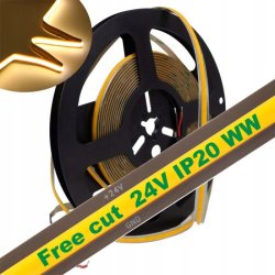 Taśma LED COB 24V 9W 8mm 480d/mb Neon CIEPŁY 1m FREE CUT cięta co 1mm
