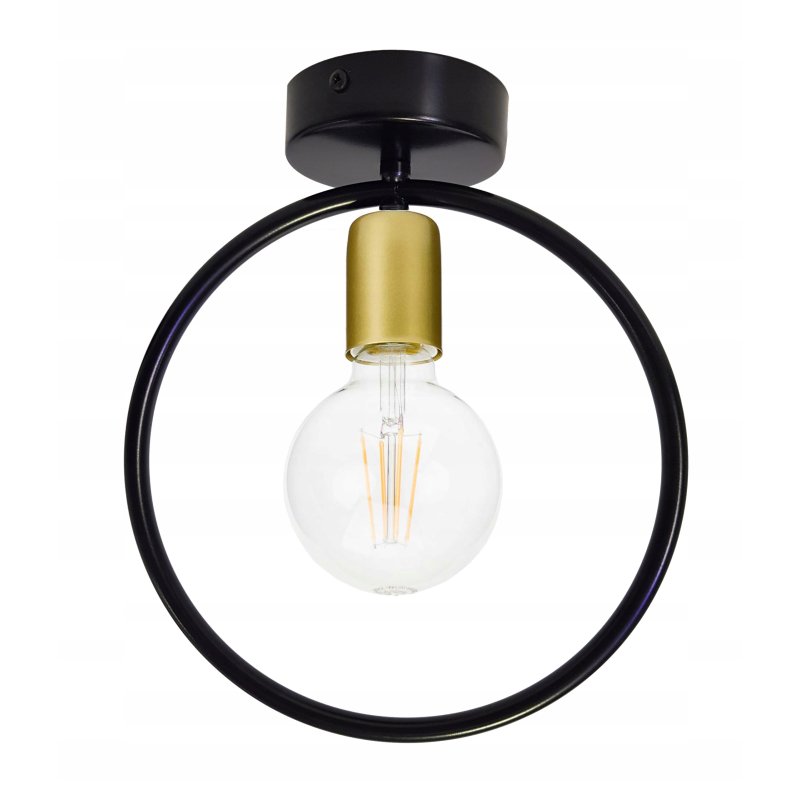 LAMPA sufitowa plafon stały koło czarny złoty Loft na żarówkę E27 Edison