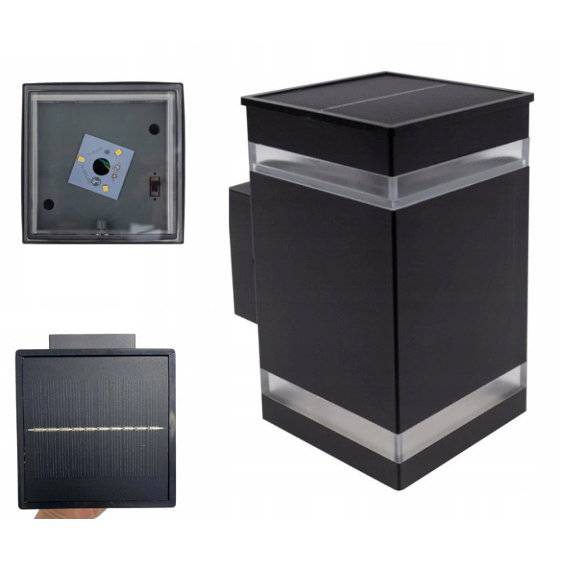 Lampa PREMIUM Elewacyjna Solarna Ogrodowa Kinkiet solarny LED NW góra dół