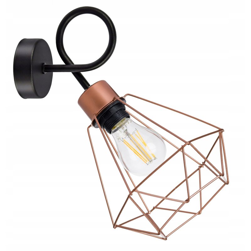 Lampa kinkiet E27 ścienny stały loft drut Diament