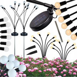 Zestaw 2x Lampka ogrodowa SOLARNA WW wbijana LAMPA Firefly ruchome kulki