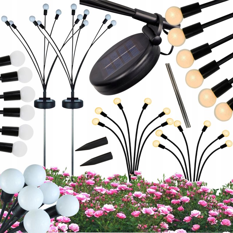 Zestaw 2x Lampka ogrodowa SOLARNA WW wbijana LAMPA Firefly ruchome kulki