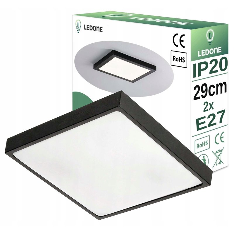 PLAFON czarny lampa oprawa sufitowa na led 2x E27