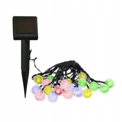 GIRLANDA solarna RGB Lampki ogrodowe SOLARNE 20 LED kulki Multikolor 5m