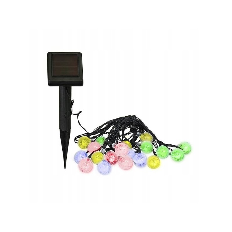 GIRLANDA solarna RGB Lampki ogrodowe SOLARNE 20 LED kulki Multikolor 5m