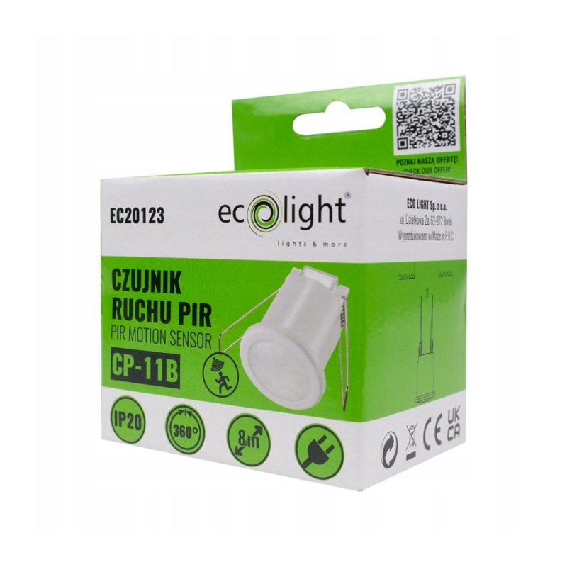 Czujnik ruchu Czujka zmierzchu sensor PIR podtynkowy montażowy biały 230V