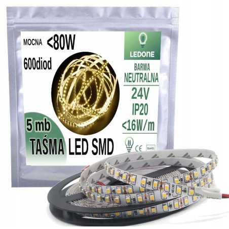 Taśma LED SMD 24V 16W/m 600...