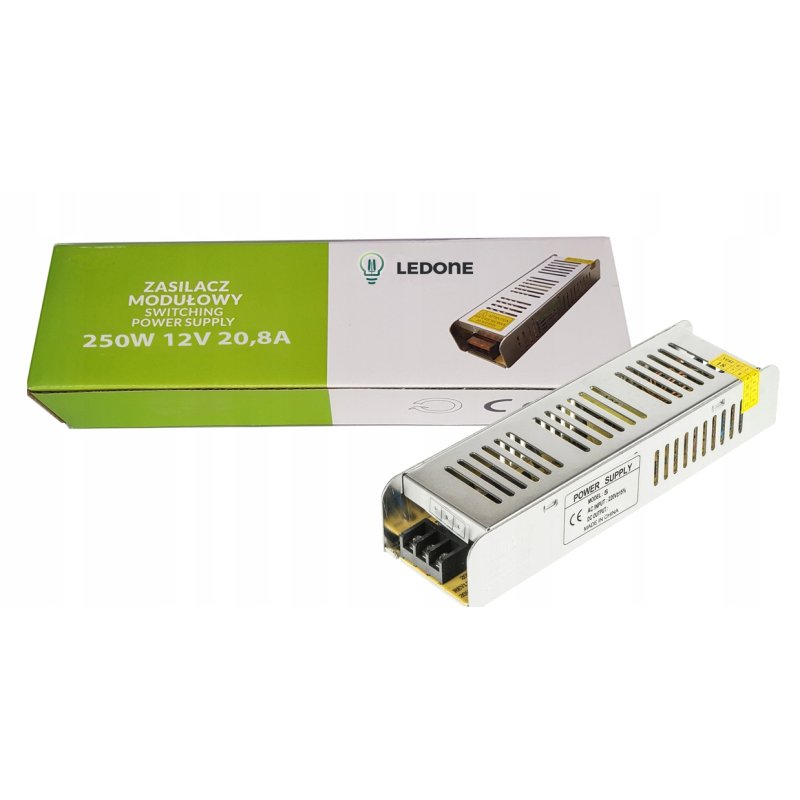 ZASILACZ MONTAŻOWY 12V 240W SLIM do LED taśm CCTV