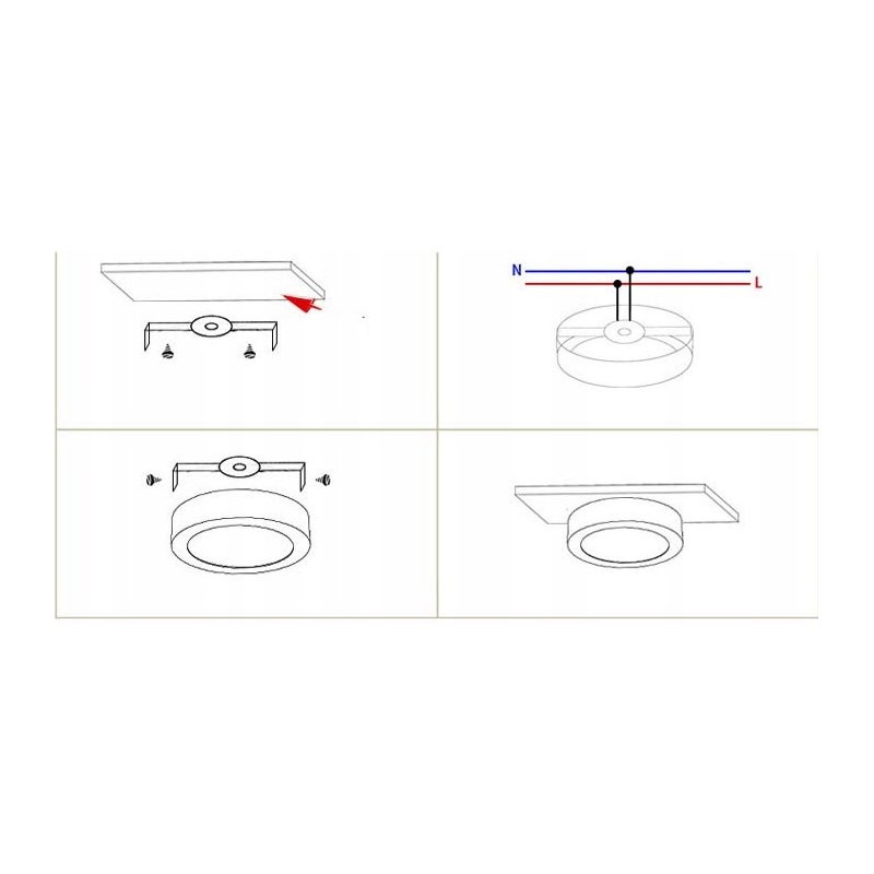 Panel LED lampa plafon natynk 12W okrągły czarny
