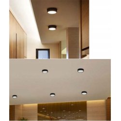 Panel LED lampa plafon natynk 12W okrągły czarny