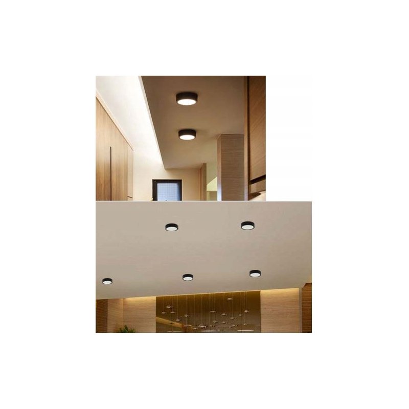 Panel LED lampa plafon natynk 12W okrągły czarny