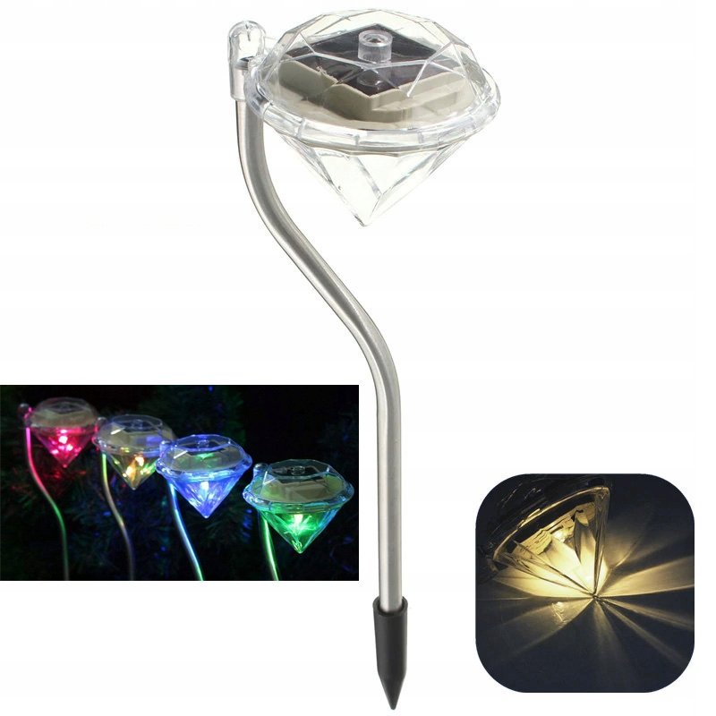 Lampka ogrodowa SOLARNA DIAMENT LED ZIMNA + RGB