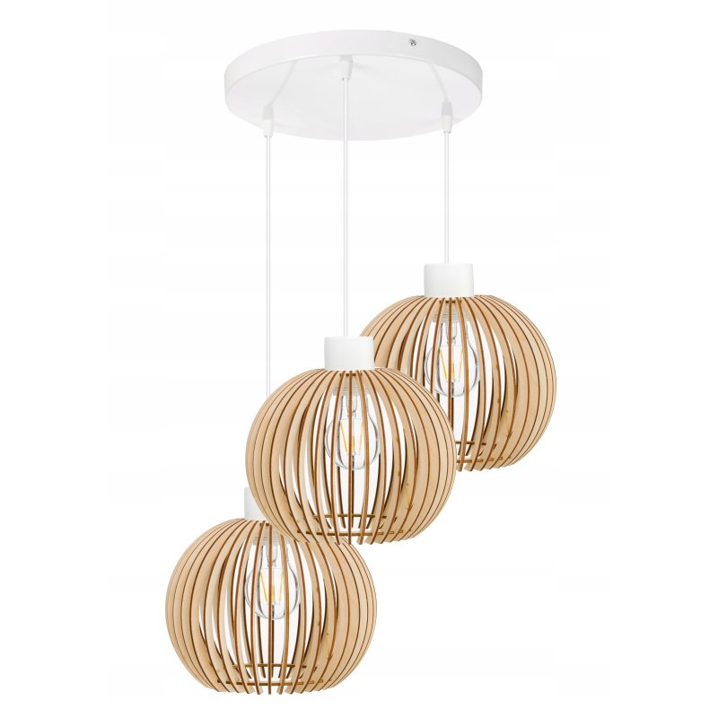 Lampa wisząca żyrandol zwis sufit klosz drewno 3