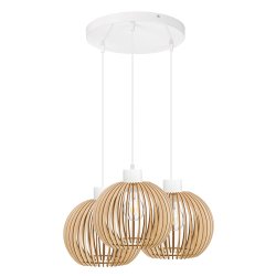 Lampa wisząca żyrandol zwis sufit klosz drewno 3