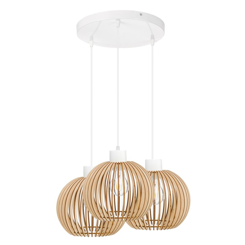 Lampa wisząca żyrandol zwis sufit klosz drewno 3