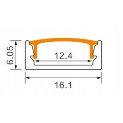 PROFIL aluminiowy NAWIERZCHNIOWY czarny + KLOSZ mleczny zaślepki 2m do led