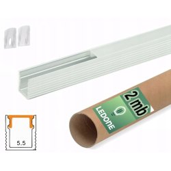 Zestaw 2mb Profil aluminiowy WĄSKI nawierzchniowy BIAŁY + KLOSZ do taśm led