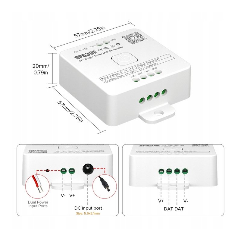 Kontroler Magic do taśm led MONO cyfrowy płynący sterownik WS2811 5-24V SPI