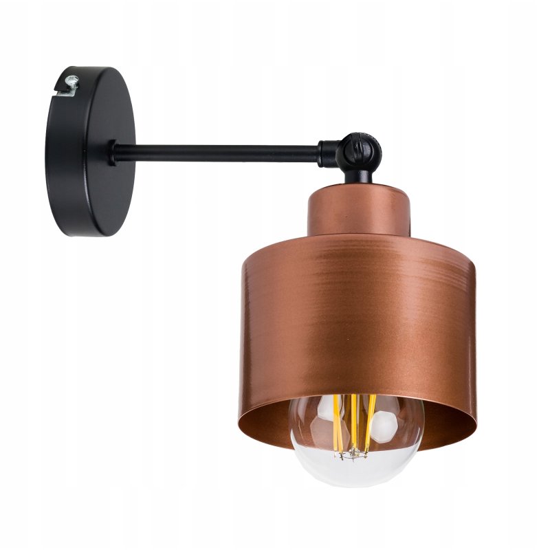 Lampa kinkiet E27 ścienny stały loft metal miedź